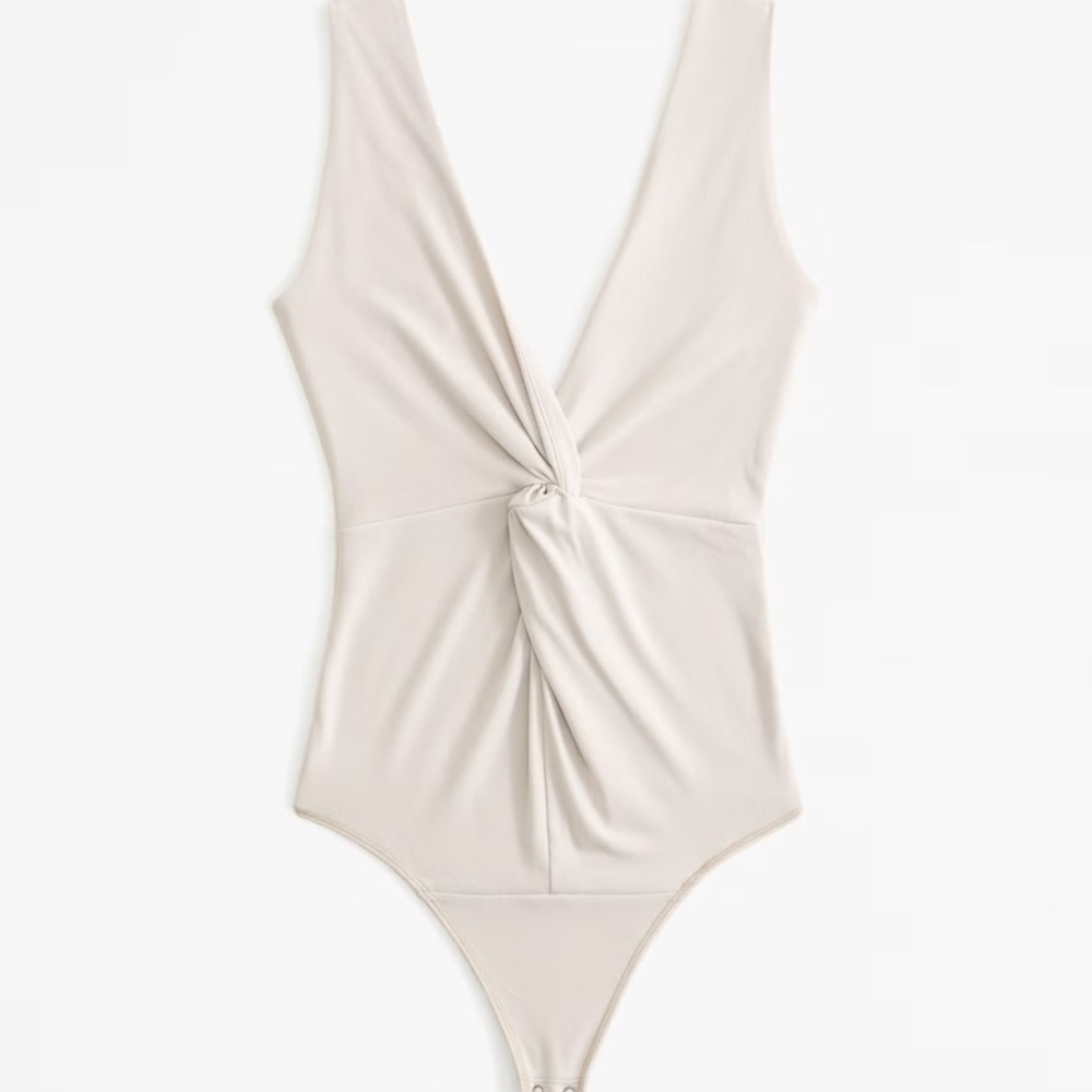 Abercrombie & Fitch Glossy Rib Plunge Twist Bodysuit NWT